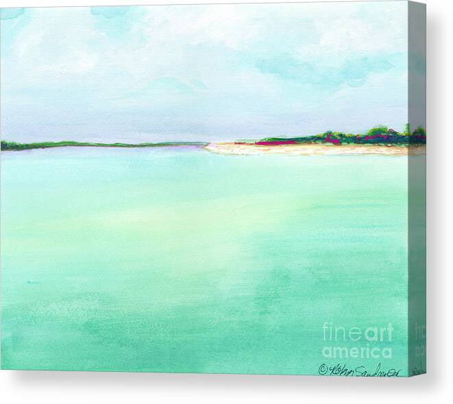 Ocean Scene Canvas Print featuring the painting Turquoise Caribbean Beach Horizontal by Robyn Saunders