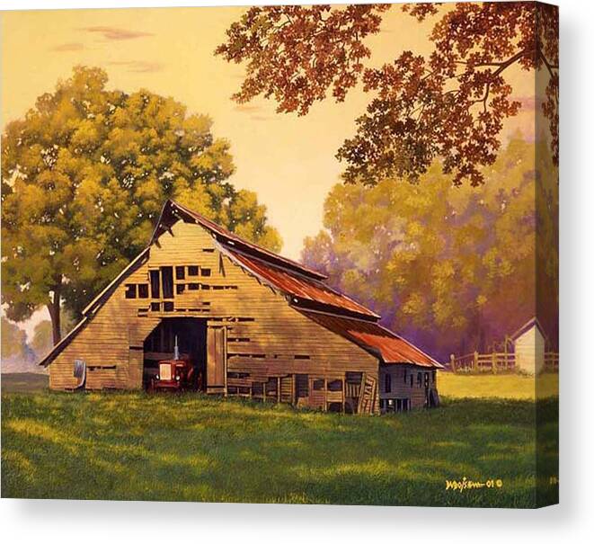 Barn Canvas Print featuring the painting Mr. D's Barn by Howard Dubois