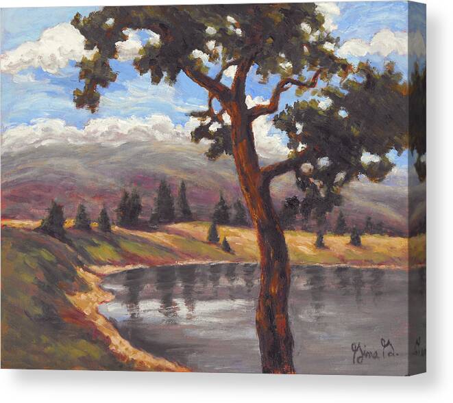 Gina G Canvas Print featuring the painting Pinon View #2 by Gina Grundemann