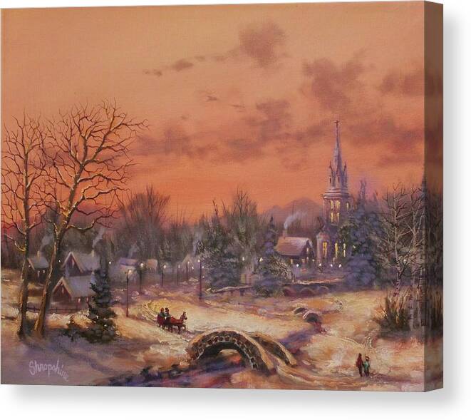  Christmas Scene Canvas Print featuring the painting American Classic by Tom Shropshire