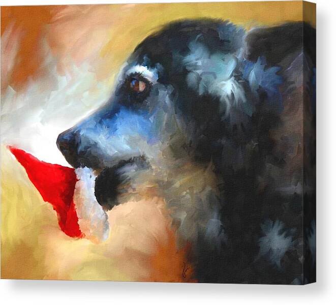 Dog Canvas Print featuring the painting Anticipating Christmas by Jai Johnson