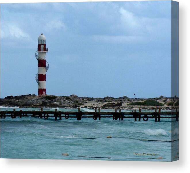 Seashore Canvas Print featuring the photograph Cancun Lighthouse by Connie Diane Richards