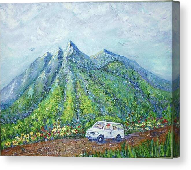 Mountains Canvas Print featuring the painting Chief and Amigos South of the Border by Sheri Hubbard