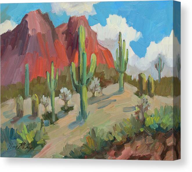 Dinosaur Canvas Print featuring the painting Dinosaur Mountain by Diane McClary