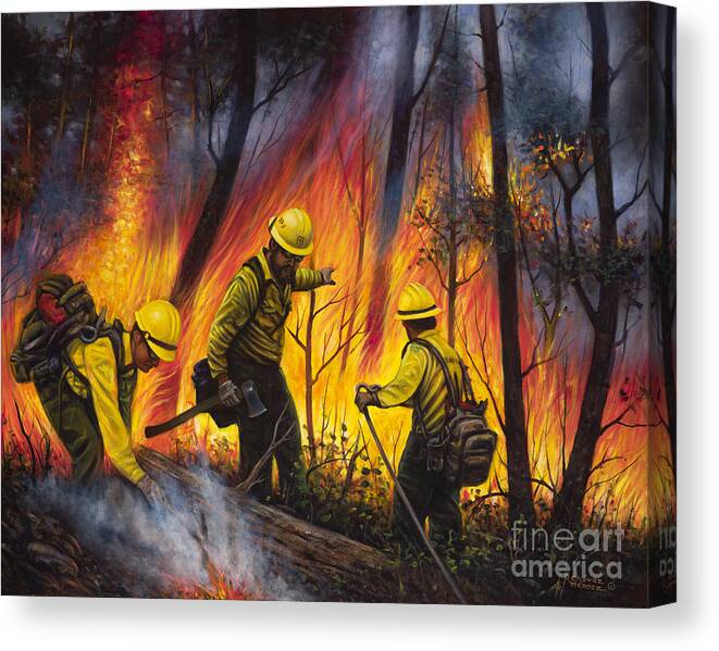Fire Canvas Print featuring the painting Fire Line 2 by Ricardo Chavez-Mendez