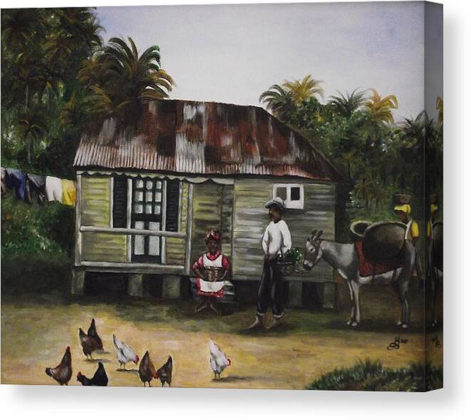 Acrylic Painting Canvas Print featuring the painting Jamaican Homestead by Kim Selig