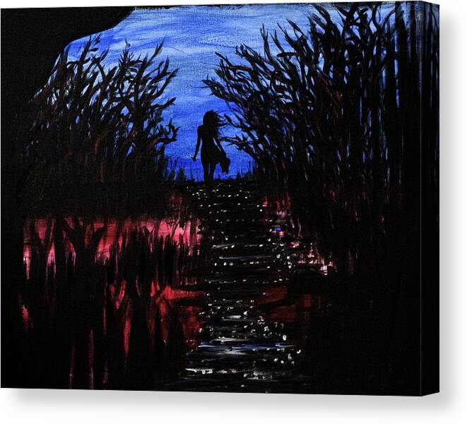 Darkness Canvas Print featuring the painting Leaving the Wilds by Franklin Kielar