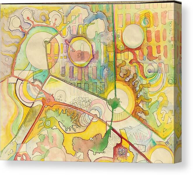Map Canvas Print featuring the mixed media Map of Imaginary City by Douglas Fromm