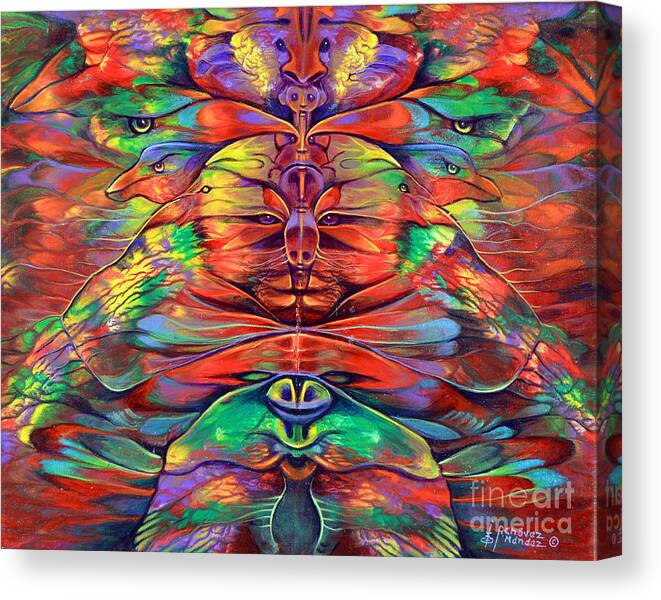 Rorshach Canvas Print featuring the painting Masqparade 4 by Ricardo Chavez-Mendez