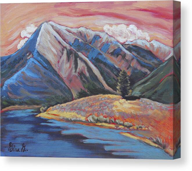 Mountains Canvas Print featuring the painting Mystic Mount Elbert by Gina Grundemann
