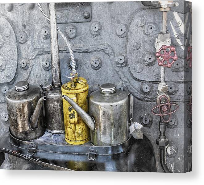 Excursion Trains Canvas Print featuring the photograph Oil Cans by Jim Thompson