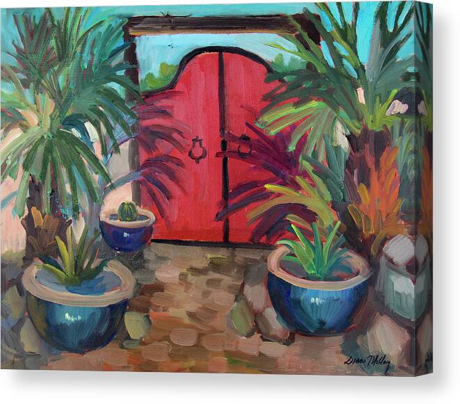 Casa Tecate Canvas Print featuring the painting Tecate Garden Gate by Diane McClary