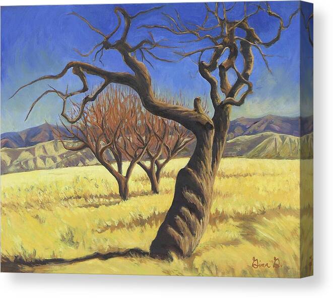Landscape Canvas Print featuring the painting The Old Apple Tree by Gina Grundemann