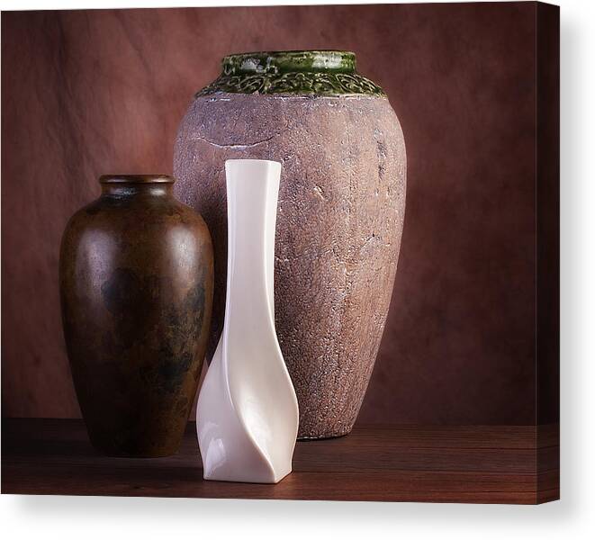 Brown Canvas Print featuring the photograph Vases with a Twist by Tom Mc Nemar