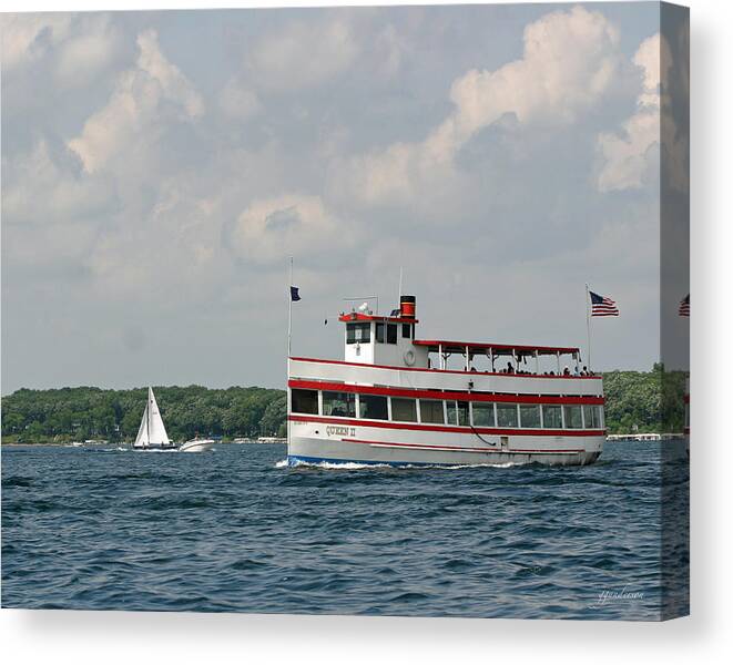 Okoboji Canvas Print featuring the photograph West Lake Queen ll by Gary Gunderson