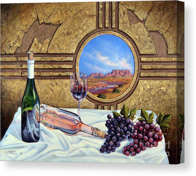 Wine Canvas Print featuring the painting Zia Wine by Ricardo Chavez-Mendez