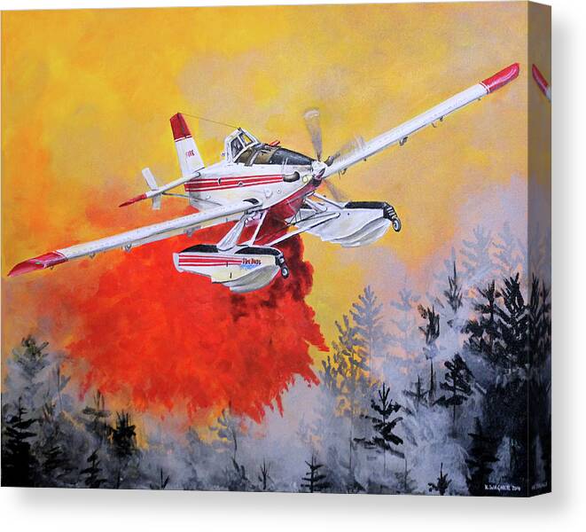 Air Tractor Canvas Print featuring the painting Air Tractor 802 Fire Boss by Karl Wagner