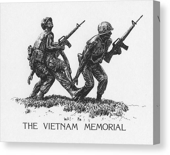 Vietnam Canvas Print featuring the drawing Vietnam Memorial statue by Tommy Midyette