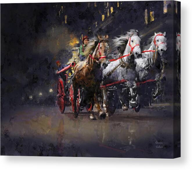 Chicago Canvas Print featuring the mixed media Chicago Firehorses #1 by Glenn Galen