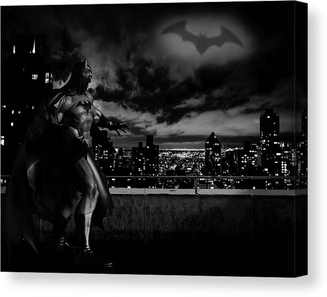 Sky Canvas Print featuring the photograph Batman - The Signal by Blindzider Photography
