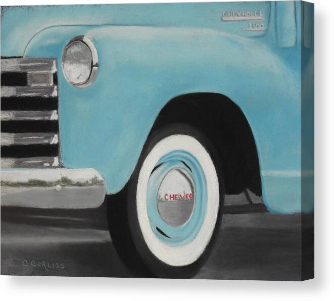 Old Canvas Print featuring the pastel Chevy 3100 by Carol Corliss