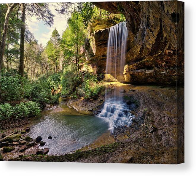 Northrup Falls Canvas Print featuring the photograph Northrup Falls at Colditz Cove Tennessee #3 of 3 by Peter Herman