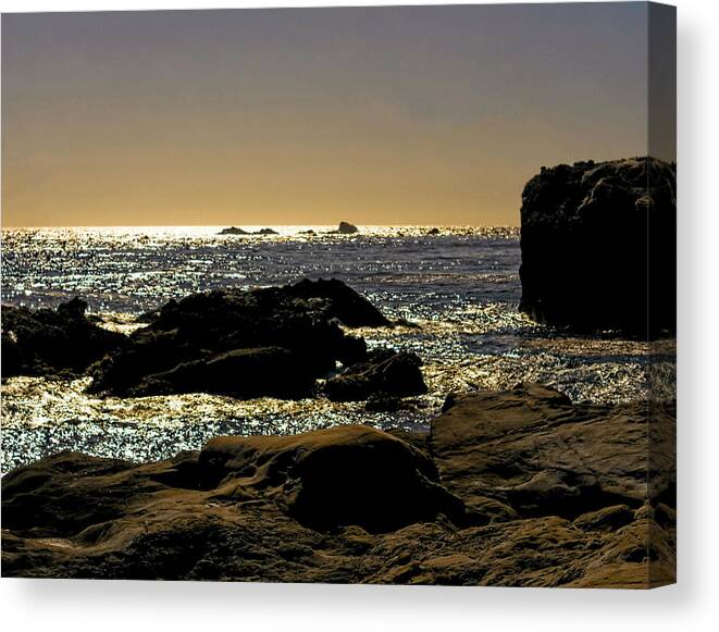 Evening Sun Canvas Print featuring the photograph Pacific Rocks and The Water Rolls by M Three Photos