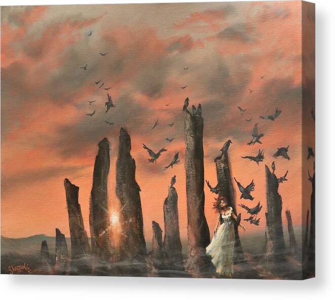 Callanish Stones Canvas Print featuring the painting Secret of the Stones by Tom Shropshire