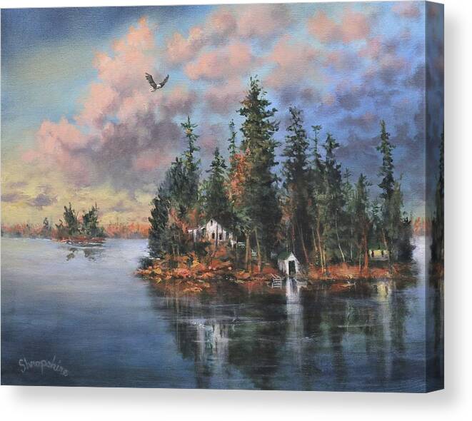 Wisconsin Canvas Print featuring the painting Shropshire Island by Tom Shropshire