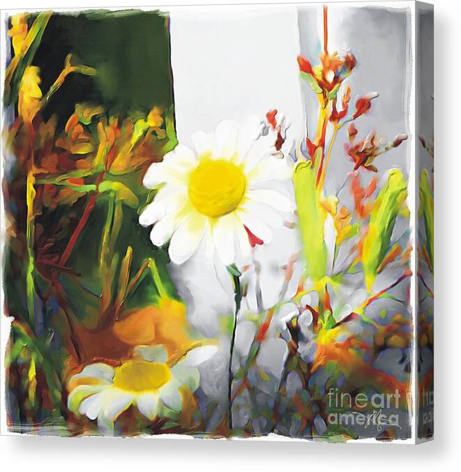 Floral Canvas Print featuring the painting Daisies by Bob Salo