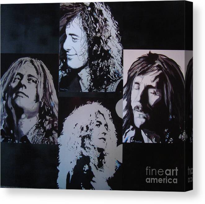 Led Zeppelin. Led Zep Canvas Print featuring the painting Outtakes of the Outtakes by Stuart Engel