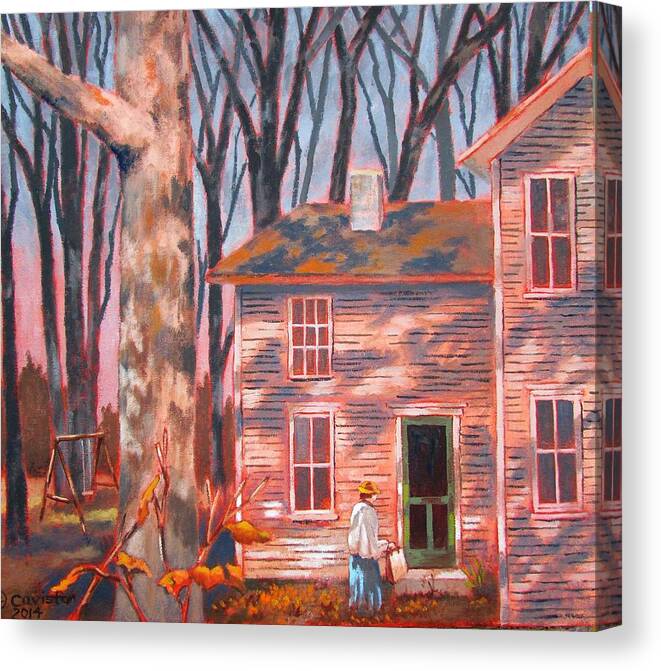 Fall Scene Canvas Print featuring the painting Somebody's Mother by Tony Caviston
