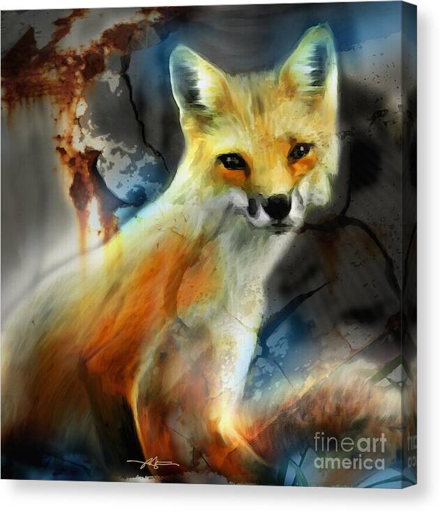 Fox Canvas Print featuring the painting Foxy Baby by Bob Salo
