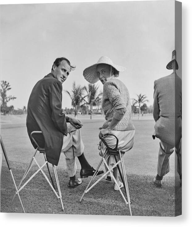 Men Canvas Print featuring the photograph Palm Beach Golf Spectators by Slim Aarons