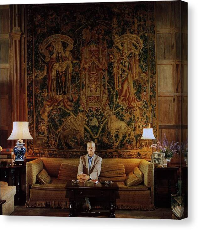 Lantana Canvas Print featuring the photograph Vanderbilt At Home by Slim Aarons