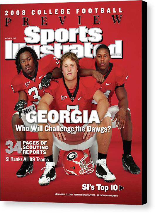 Portrait Canvas Print featuring the photograph University of Georgia, 2008 College Football Preview Issue Cover by Sports Illustrated