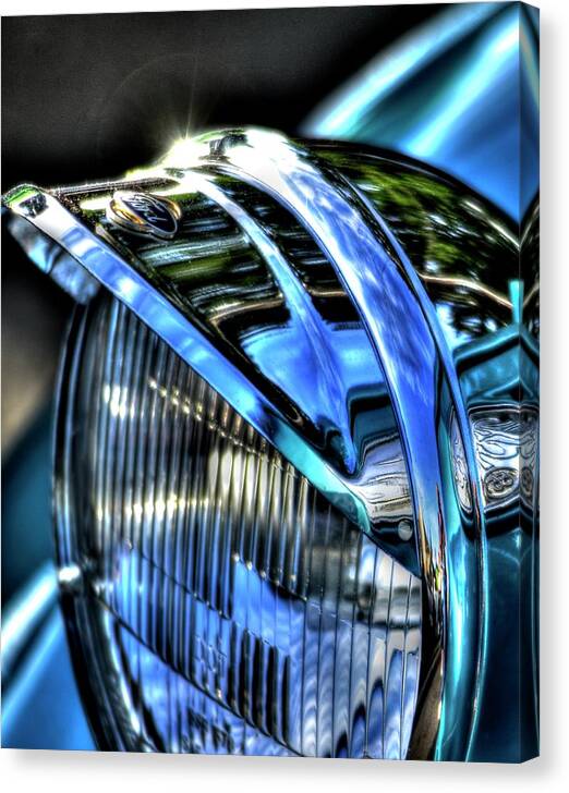 Collector Canvas Print featuring the photograph 38 Ford Headlamp by Jerry Sodorff