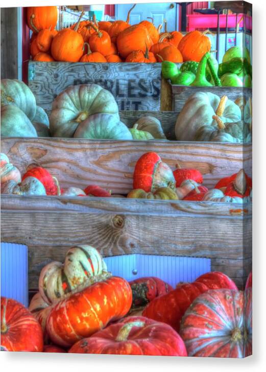 Fall Canvas Print featuring the photograph Gourds Of Autumn by Jerry Sodorff