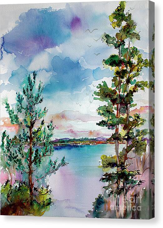 Lakes Canvas Print featuring the painting Lake Oswego Oregon by Ginette Callaway