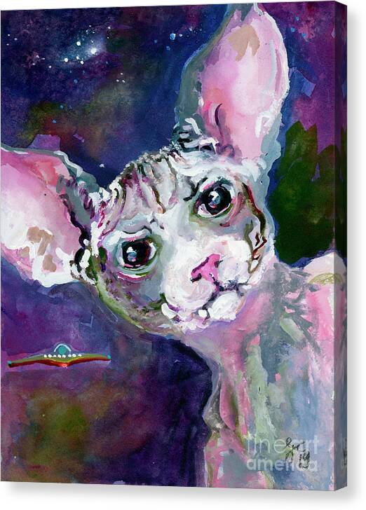 Cats Canvas Print featuring the painting Cat Portrait My Name Is Luna by Ginette Callaway