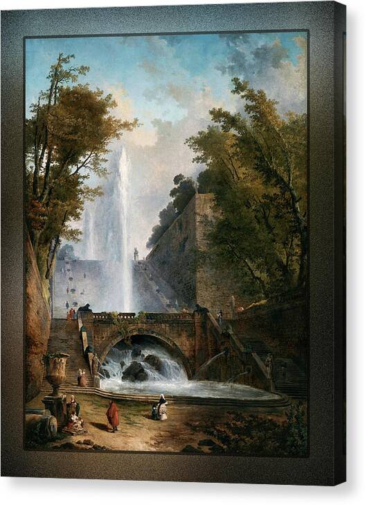Stair And Fountain Canvas Print featuring the painting Stair and Fountain in the Park of a Roman Villa by Xzendor7