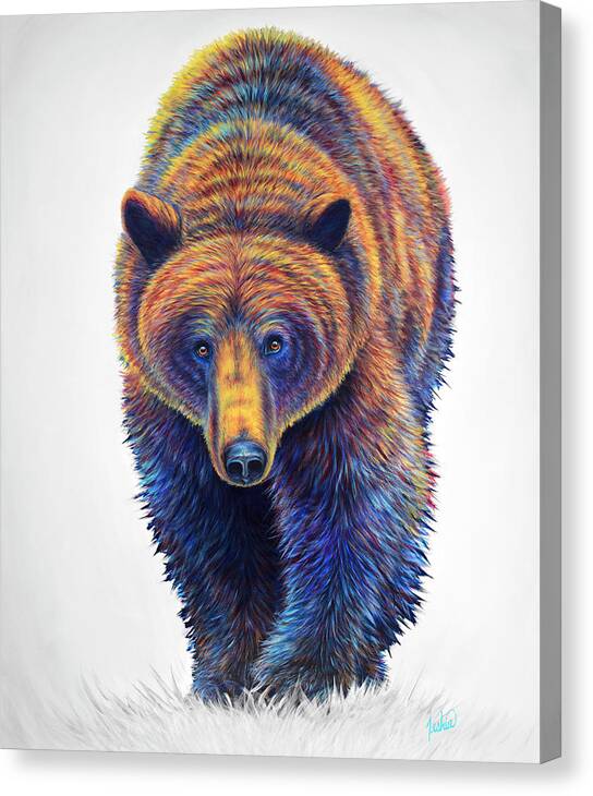 Bear Canvas Print featuring the painting Griz Tracks by Teshia Art