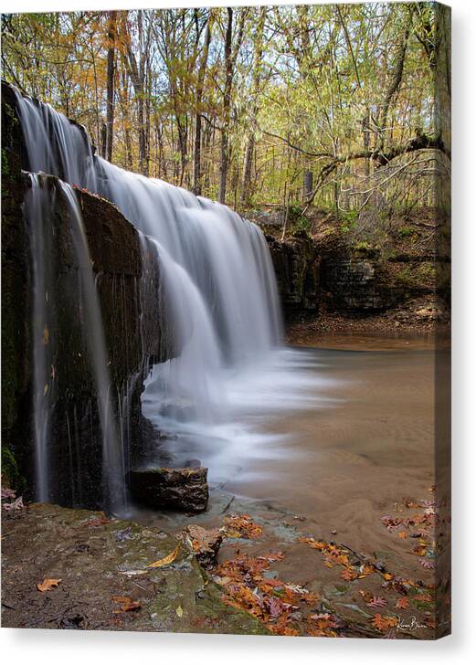 Waterfall Canvas Print featuring the photograph Hidden Falls Vertical Signed by Karen Kelm