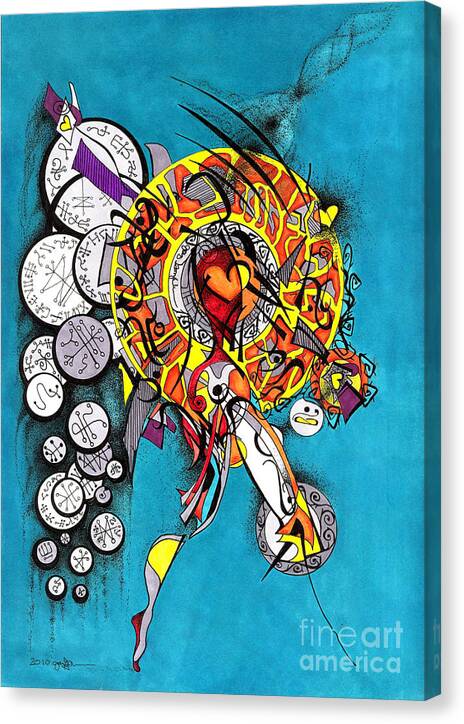 Marker Canvas Print featuring the drawing Angelic Script Angel by Joey Gonzalez