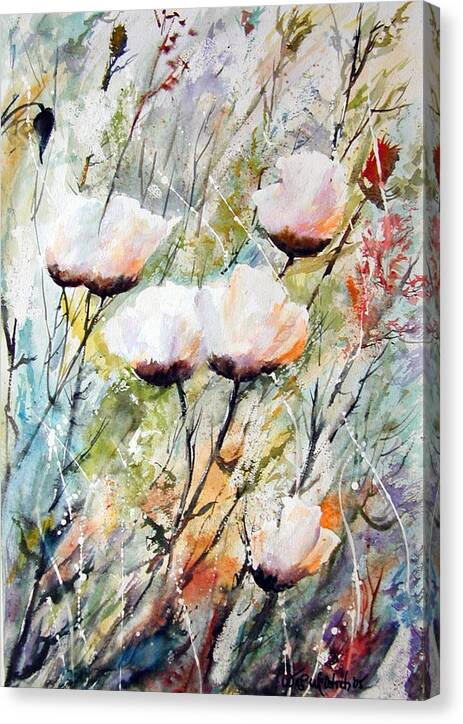 Floral Canvas Print featuring the painting Blowing in the Wind by Wilfred McOstrich