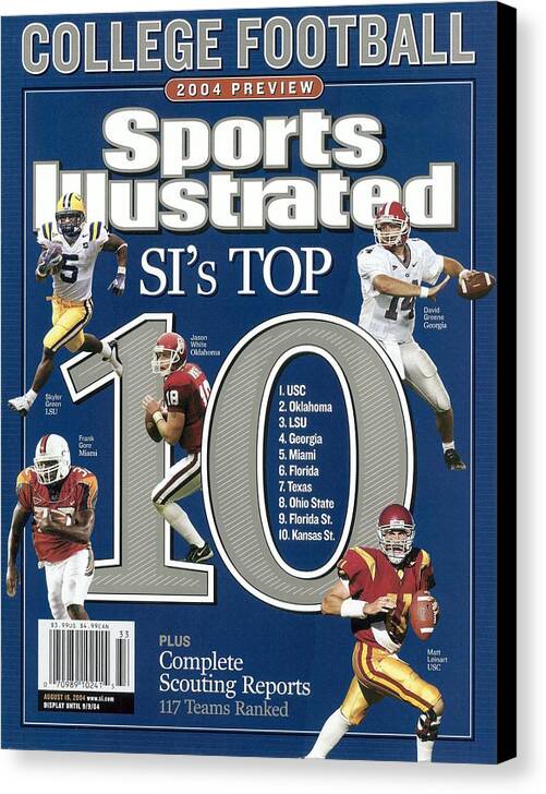 Magazine Cover Canvas Print featuring the photograph 2004 College Football Preview Issue Sports Illustrated Cover by Sports Illustrated