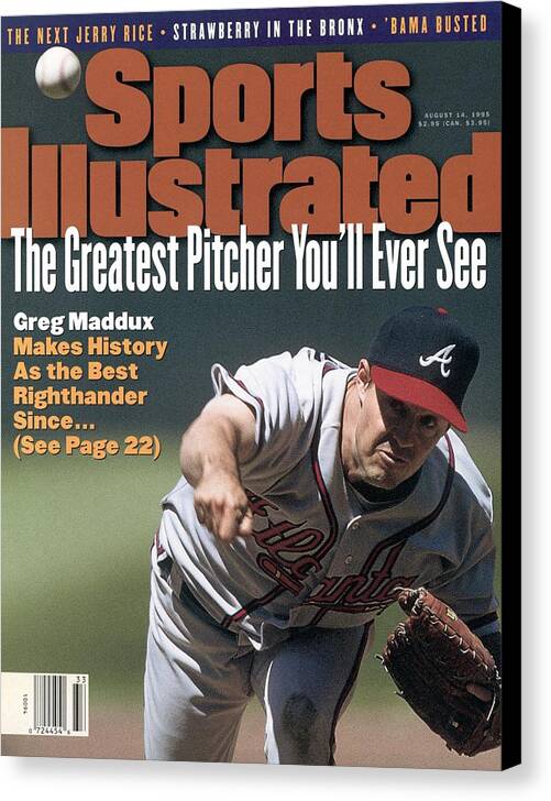 Candlestick Park Canvas Print featuring the photograph Atlanta Braves Greg Maddux... Sports Illustrated Cover by Sports Illustrated