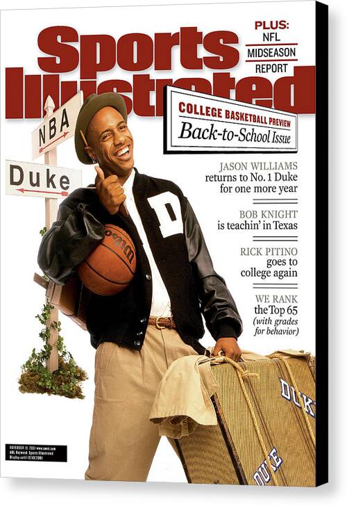 Magazine Cover Canvas Print featuring the photograph Duke University Jason Williams, 2001-02 College Basketball Sports Illustrated Cover by Sports Illustrated
