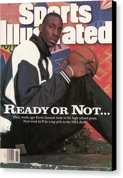 Magazine Cover Canvas Print featuring the photograph Farragut Career Academy Kevin Garnett, 1995 Nba Draft Sports Illustrated Cover by Sports Illustrated