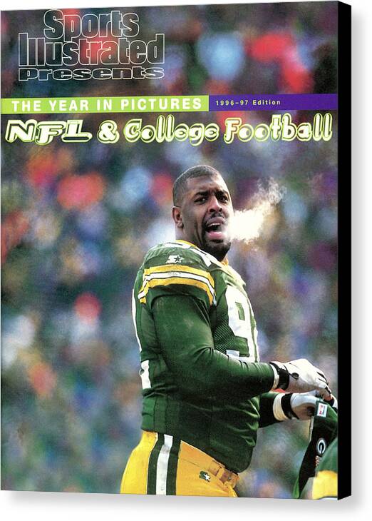 Green Bay Canvas Print featuring the photograph Green Bay Packers Reggie White, 1997 Nfc Championship Sports Illustrated Cover by Sports Illustrated